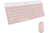 Pack Teclado + Ratón - Logitech MK470, Inalámbrico con receptor USB, Windows, Rosa