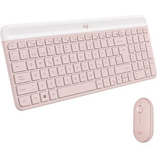 Pack Teclado + Ratón - Logitech MK470, Inalámbrico, Ratón ambidiestro, USB, Windows, Teclas de acceso directo, Pilas +18 meses,  Rosa