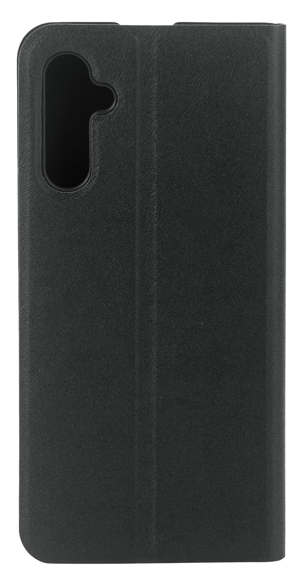 Eine geschlossene schwarze Handyhülle mit Kameraausschnitt.