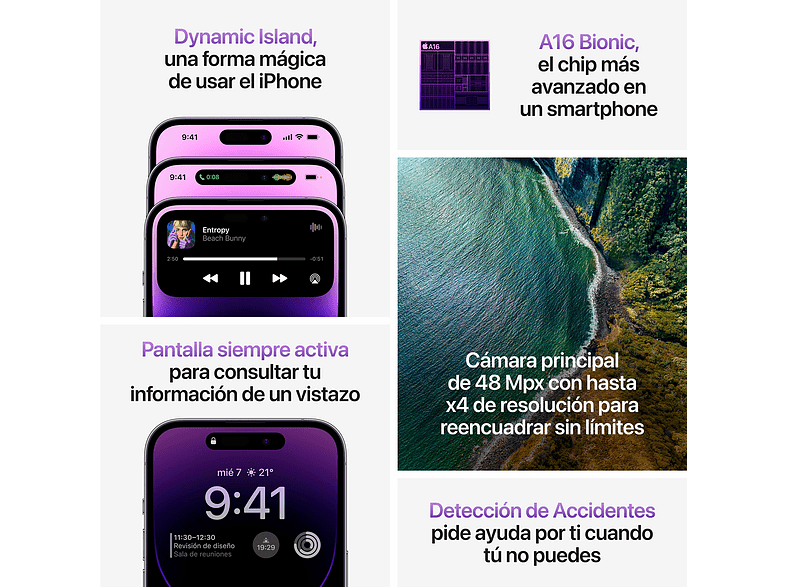 APPLE iPhone 14 Pro Max, Negro espacial, 256 GB, 5G, 6.7" + Adaptador de corriente, USB-C de 20 W