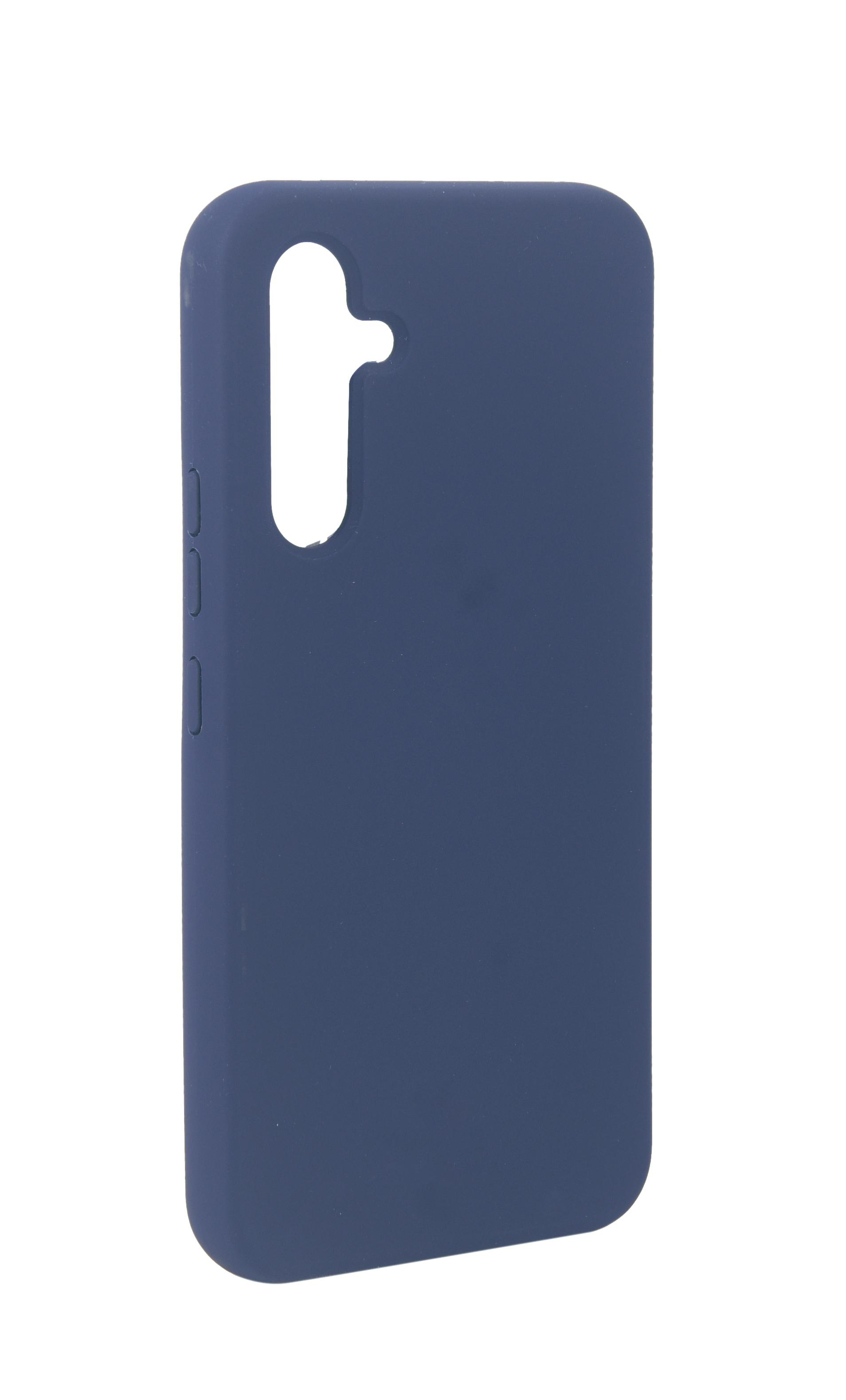 Blaue Handyhülle. Einfarbige blaue Farbe. Weißer Hintergrund.