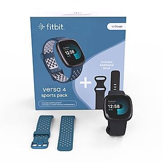 SMARTWATCH FITBIT VERSA 4 BUNDLE, nero/ nero zaffiro