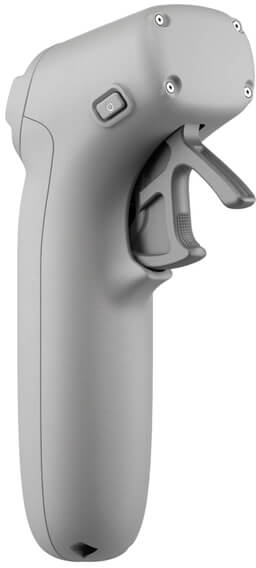 Grauer VR-Controller mit Auslöser und Knöpfen.