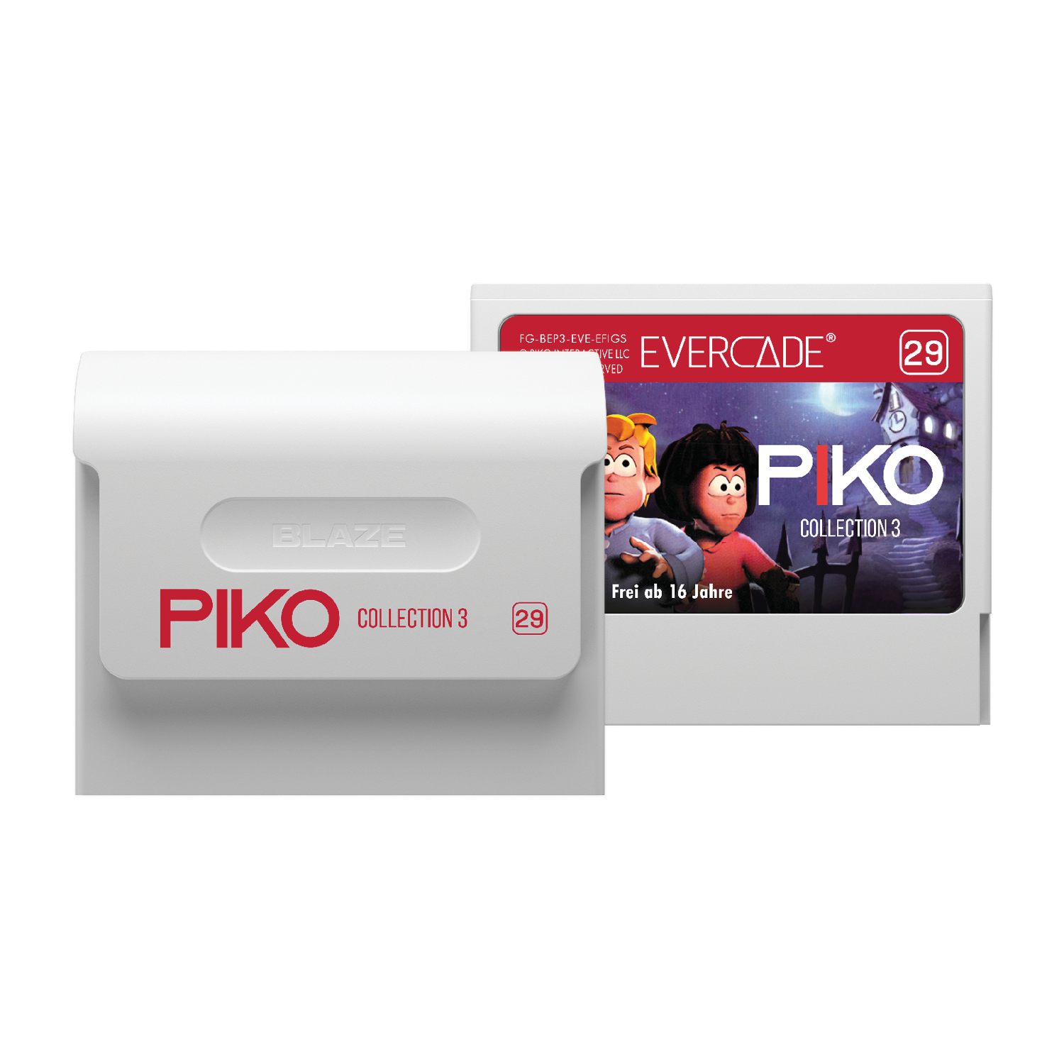 Zwei Spielkassetten, eine mit einem Piko Collection 3 Etikett.