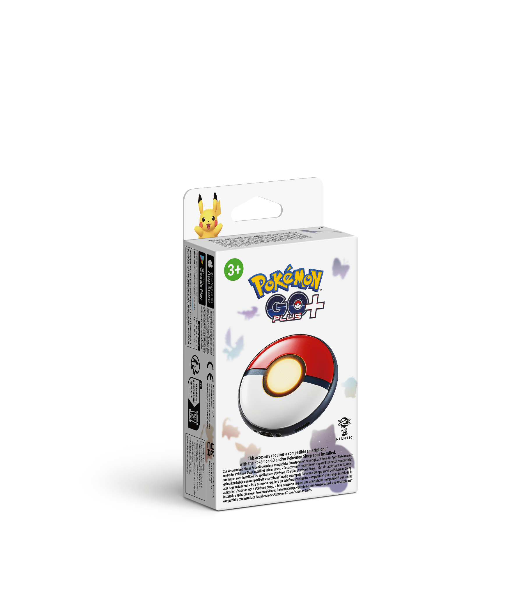 Pokémon GO Plus+ Box mit Pokémon Logo und Pokéball.