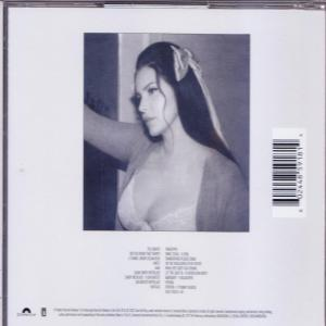 Rückseite einer CD. Zeigt eine Frau mit BH, lange Haare. Songtitel sind aufgelistet.