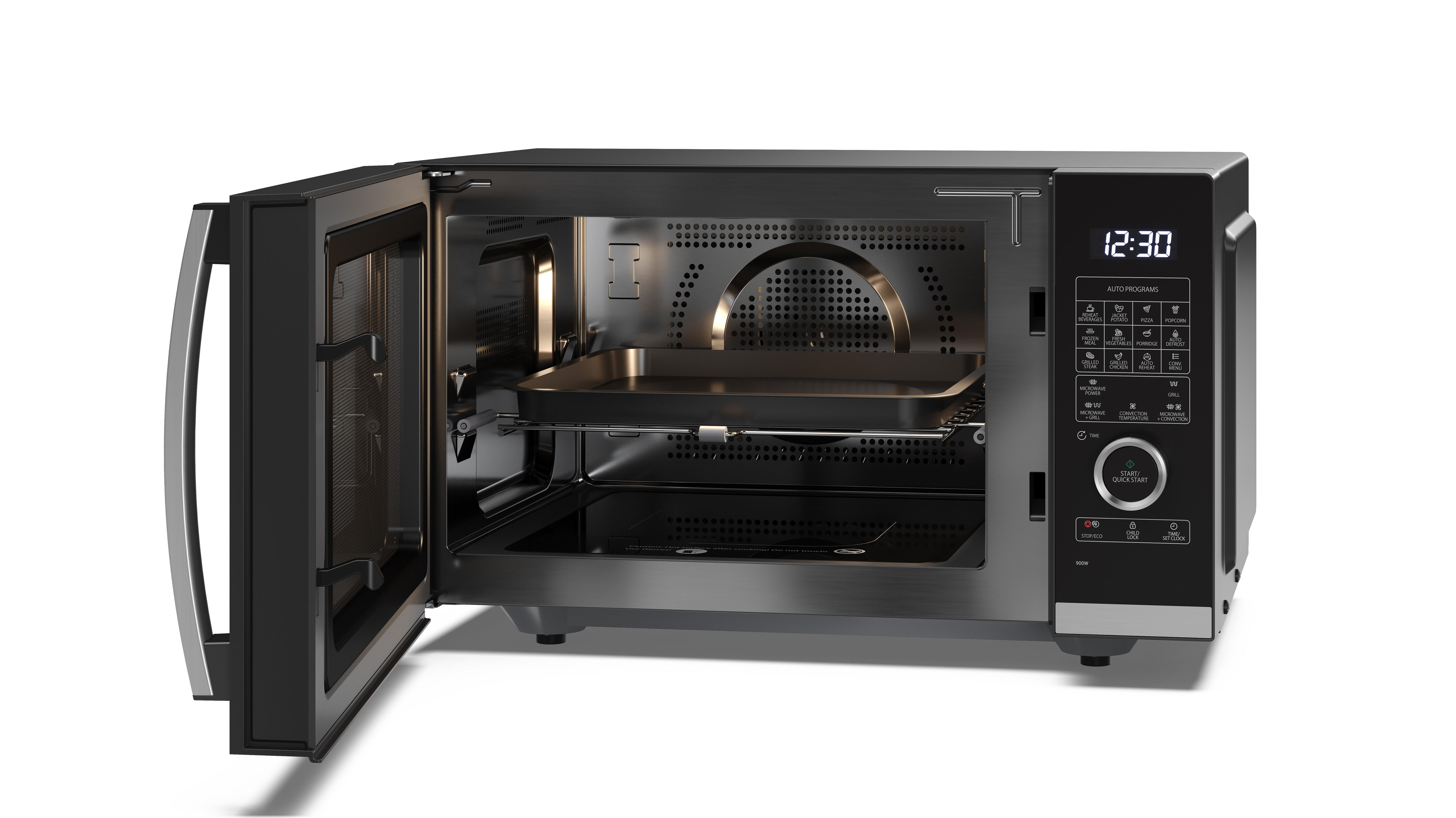 SHARP YC-QC 254 AE-B, Mikrowelle (900 Watt, Grillfunktion, Heißluftfunktion)