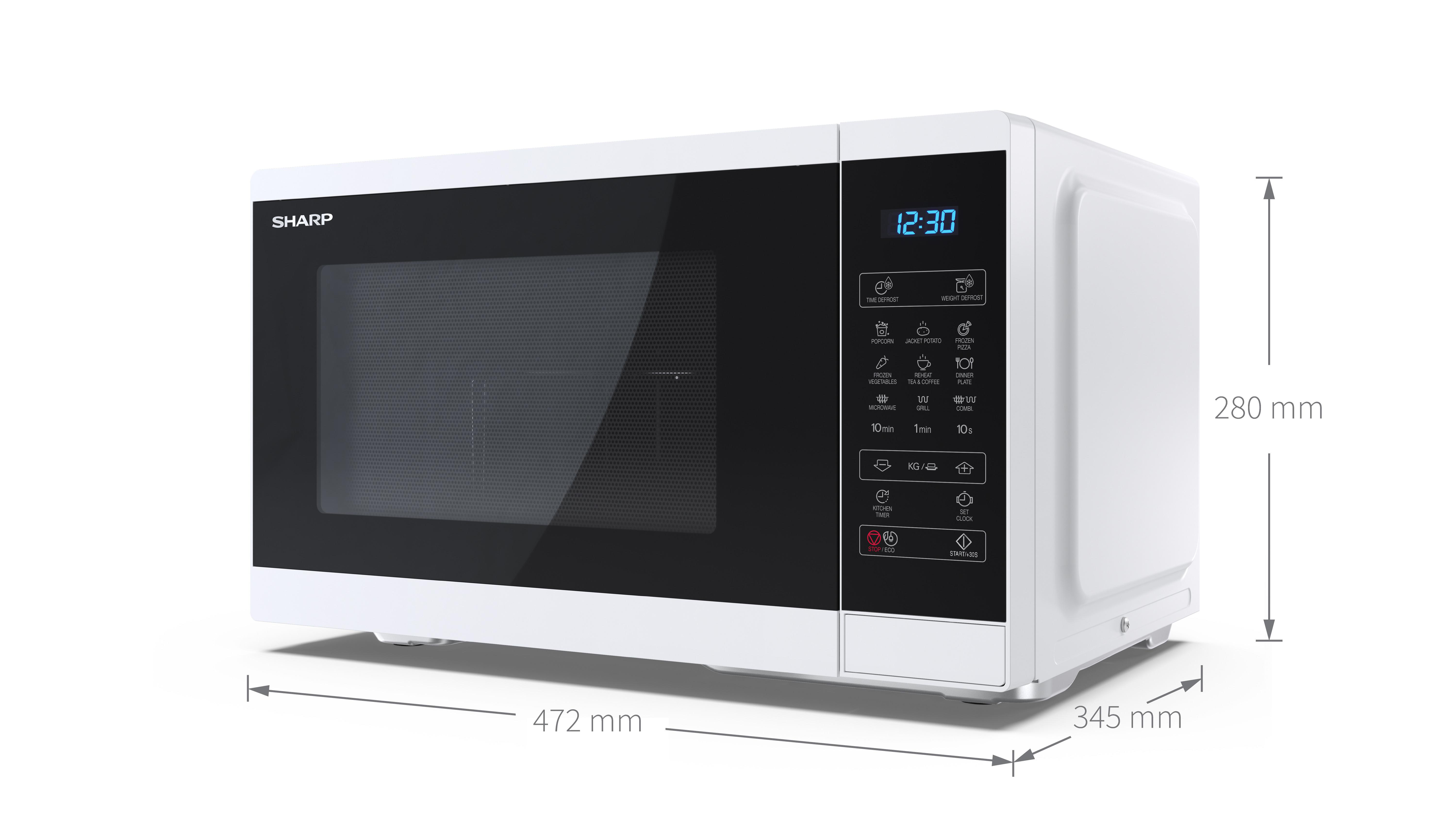 SHARP YC-MG 252 AE-W, Mikrowelle (900 Watt, Grillfunktion)