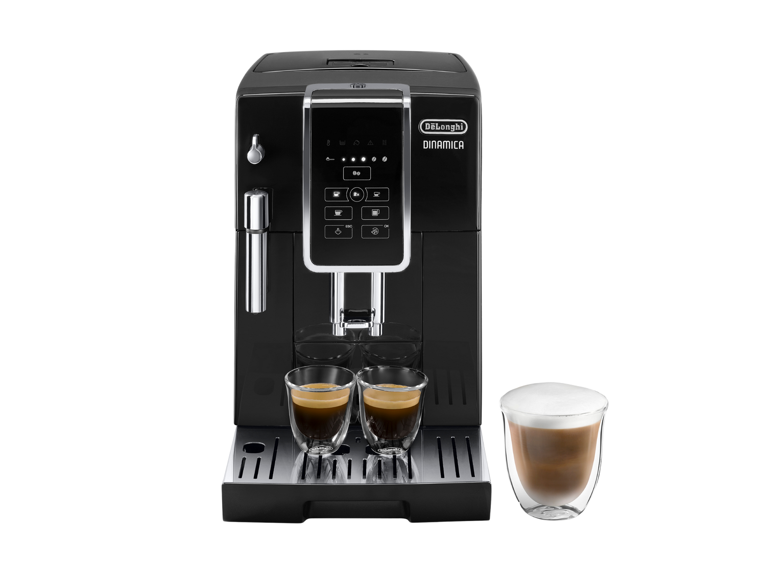 Cafetera superautomática - De'Longhi Dinámica ECAM350.15.B, Molinillo, Panel Táctil, Vaporizador de leche