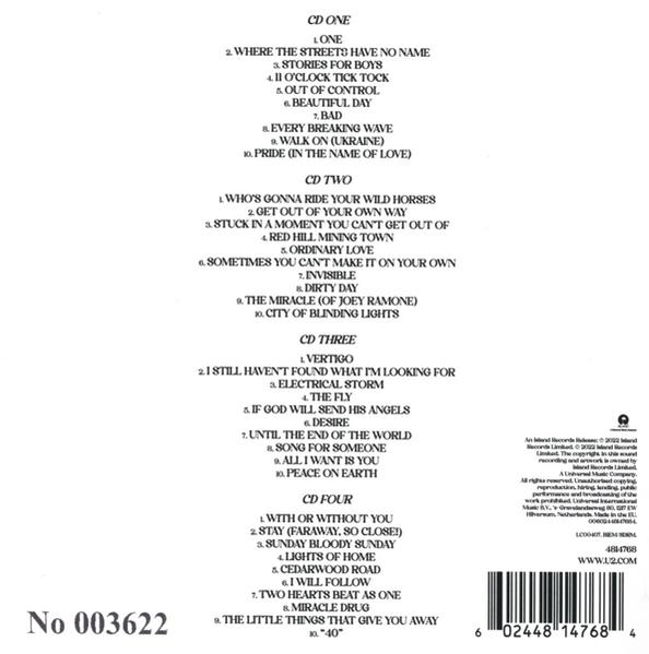 CD füzet a U2 albumok számlistáival, több CD.