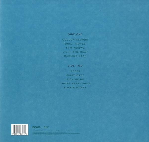 Album borító szöveggel. Az Egy és Kettő oldalakon dalok listája: Golden Record, Quiet Moves, Lie in the Heat stb.