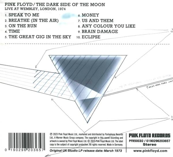 A Pink Floyd album hátlapja: The Dark Side of the Moon.