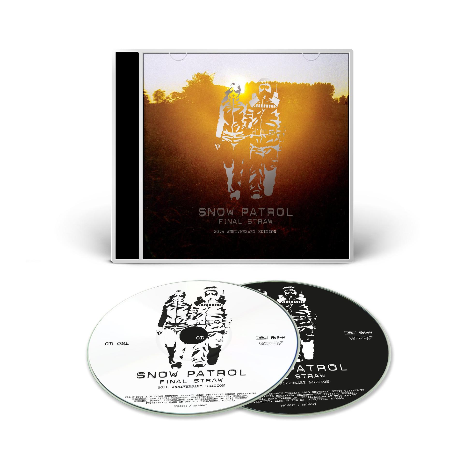 Snow Patrol "Final Straw" CD. A tok két sziluettet mutat. Két CD alatta.