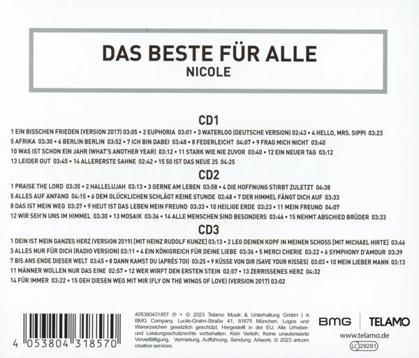 CD-Hüllenrückseite mit Titellisten auf Deutsch. Barcode und Logo sichtbar. Weißer Text auf Grau.