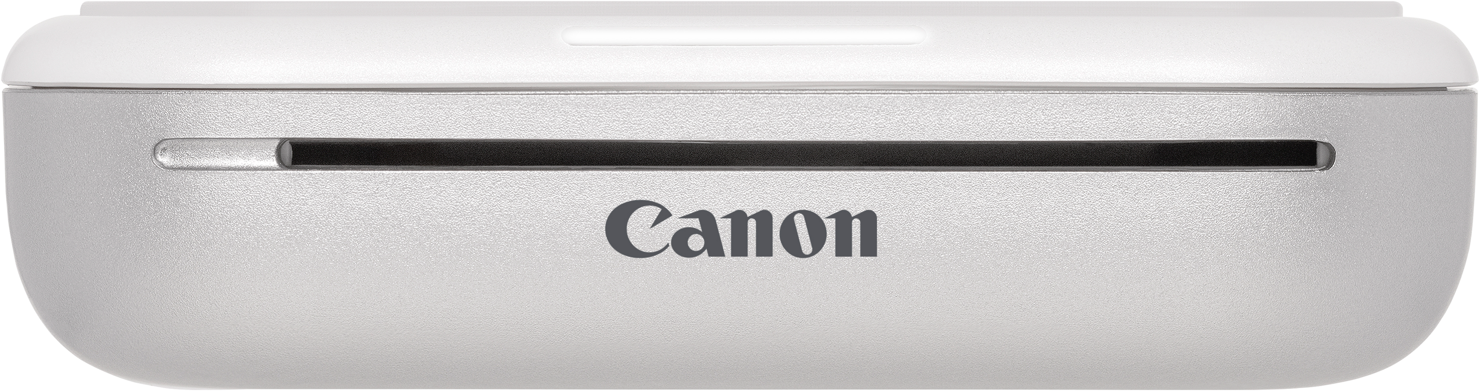 Stampante Canon. È un piccolo dispositivo argentato con il marchio al centro.