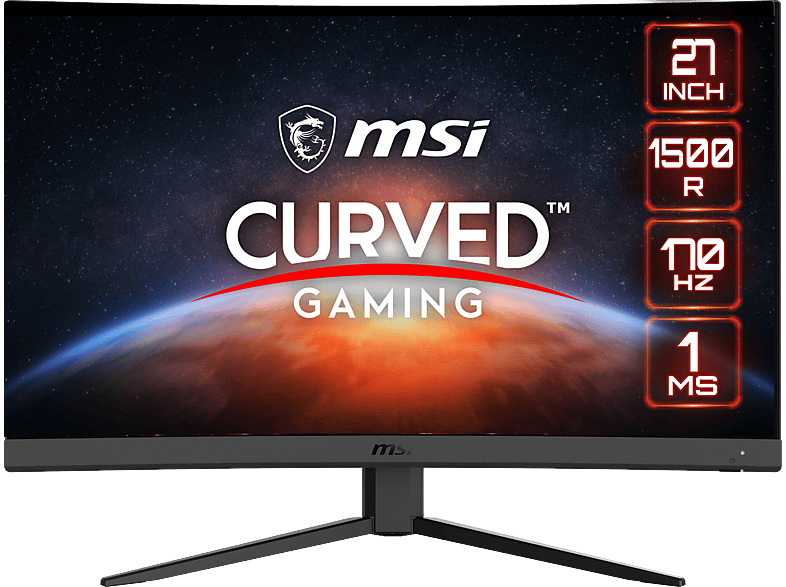 REACONDICIONADO Seminuevo Excelente Monitor gaming - MSI G27CQ4 E2, 27" WQHD, Curvo, 1 ms, 170 Hz, FreeSync Premium, Negro