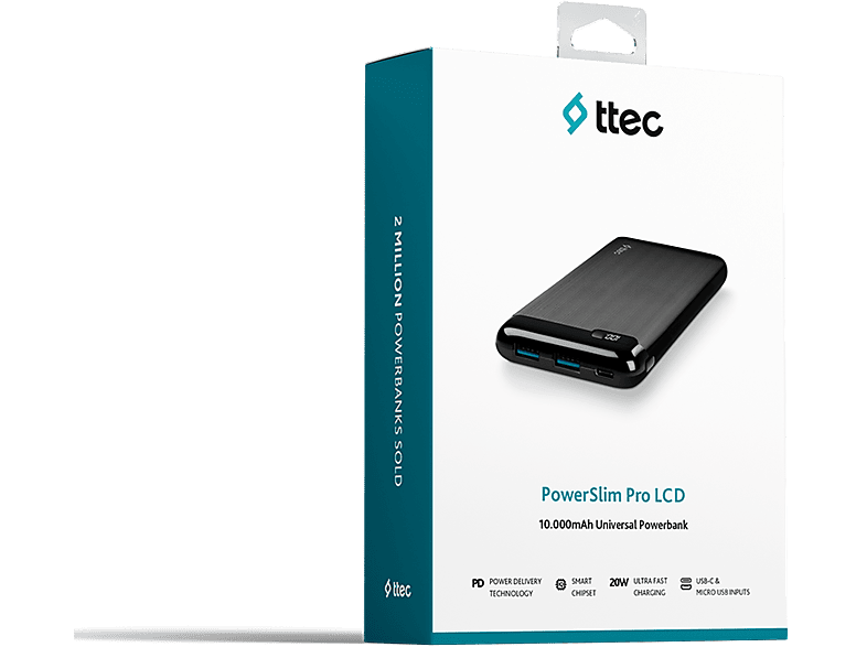 TTEC PowerSlim LCD PD 10.000 mAh Taşınabilir Şarj Cihazı Siyah_6