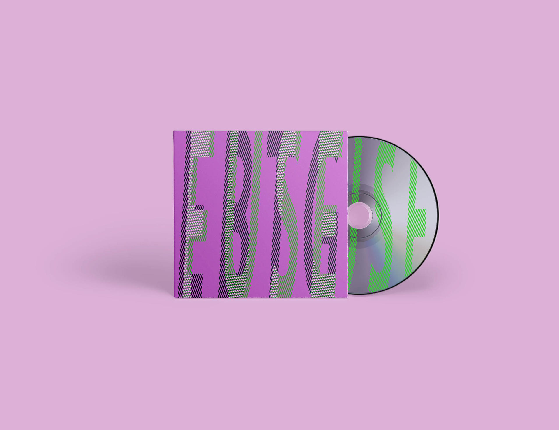 CD és CD tok, mindkettő lila és zöld színvilággal.