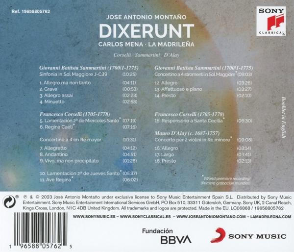 CD-Cover. Titel: Dixerunt. Enthält Text über Musiktitel und Credits. Sony Classical Logo sichtbar.
