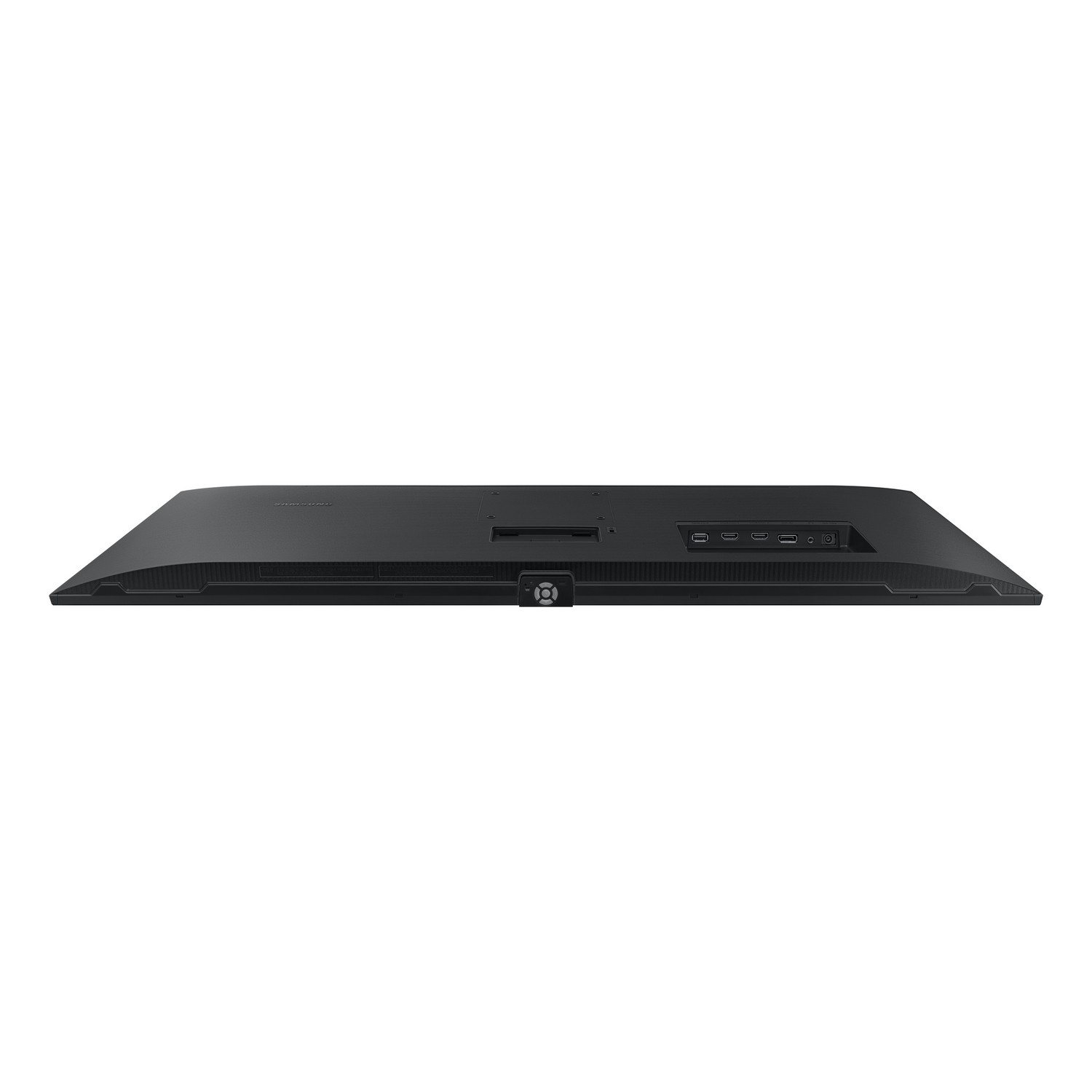 Moniteur d'ordinateur noir avec ports à l'arrière, vue de dessus.