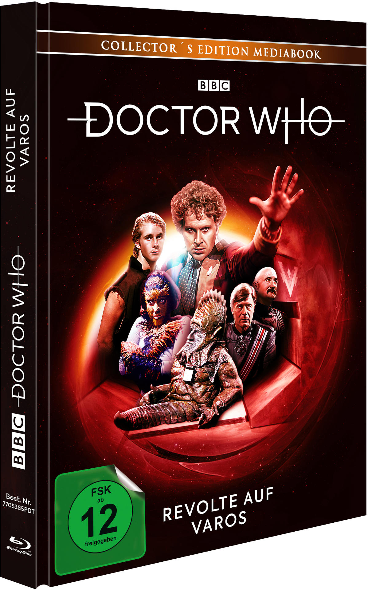 DVD-Box-Set. Das Cover zeigt Doctor Who-Charaktere, einen roten Nebel und die Worte Doctor Who.