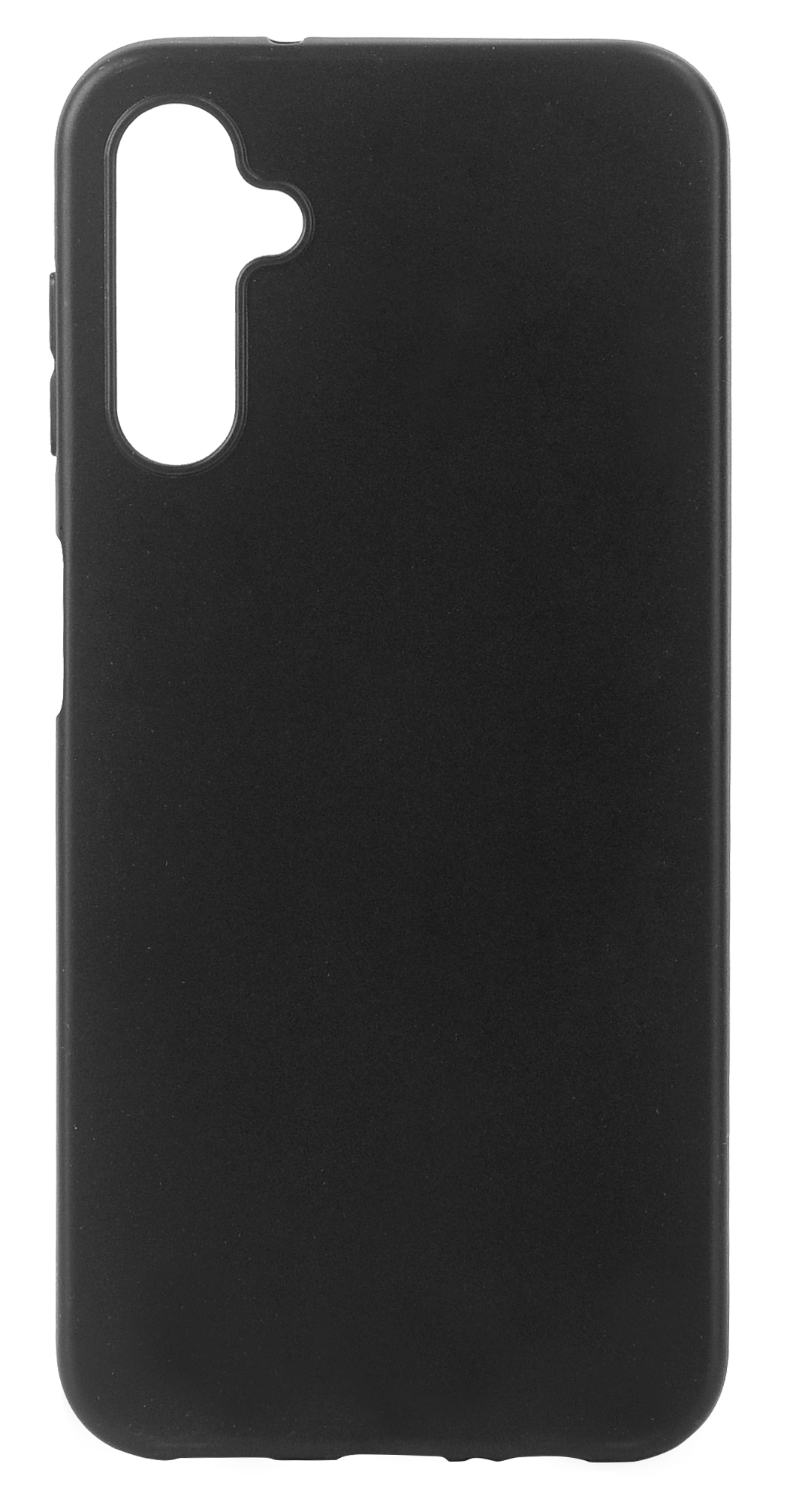 Schwarze Handyhülle mit Aussparung für Kamera und Knöpfe.