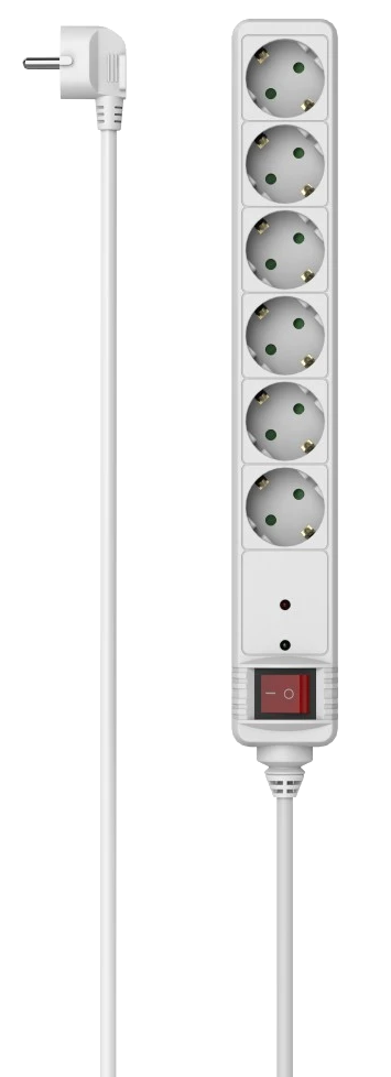 HAMA Hálózati elosztó, 6-os, túlfeszültség védelem, kapcsoló, fehér, 1,4 méter (223152)