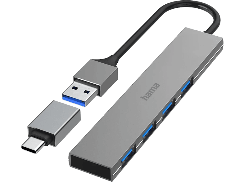 HAMA FIC 4 portos USB 3.2 gen1 HUB, USB-A és Type-C 5GB/s (200141)