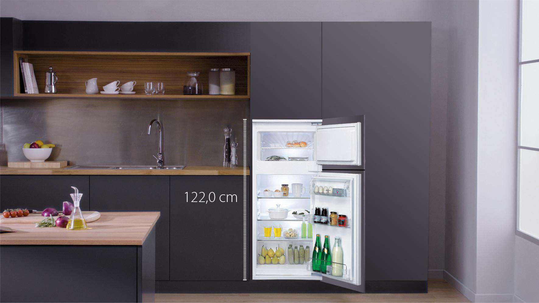 BAUKNECHT KDI 12S1 Kühlgefrierkombination (F, 173 l, 1220 mm hoch, Weiß)