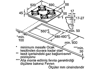 BOSCH POP6C2O10O Ankastre Gazlı Ocak Beyaz_2