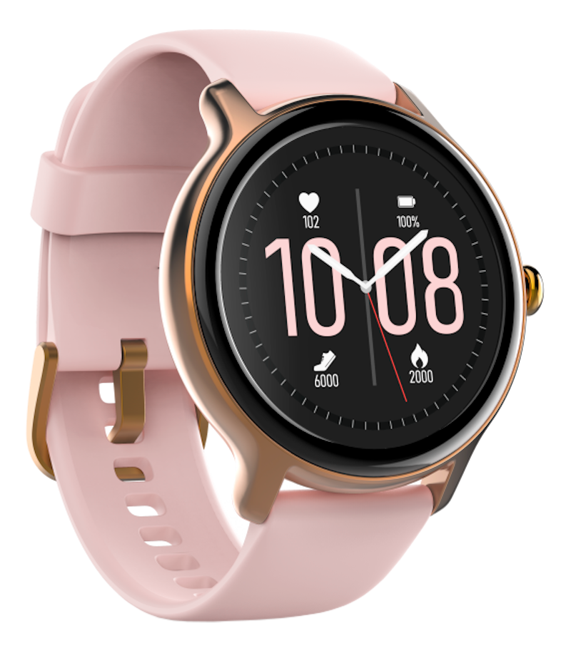 HAMA Fit Watch 4910 - Smartwatch (Armband Länge max./min. 10.6 cm/8.4 cm, Armband Breite: 2 cm, Silikon, Rosa/Gold)