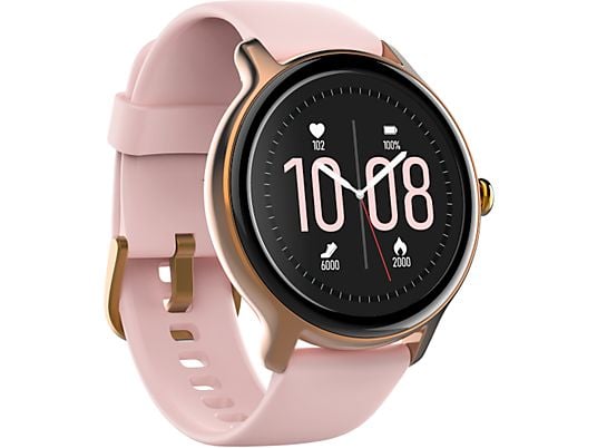 HAMA Fit Watch 4910 - Smartwatch (Armband Länge max./min. 10.6 cm/8.4 cm, Armband Breite: 2 cm, Silikon, Rosa/Gold)