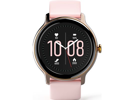 HAMA Fit Watch 4910 - Smartwatch (Armband Länge max./min. 10.6 cm/8.4 cm, Armband Breite: 2 cm, Silikon, Rosa/Gold)