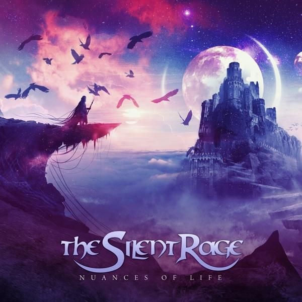 Pochette d'album avec un château sur un nuage, une figure, des oiseaux et pleine lune. Texte en bas.