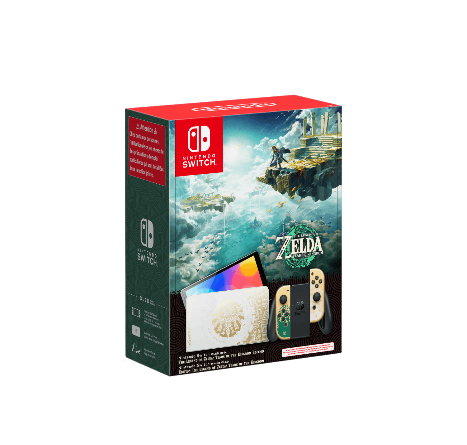 Arte de la caja de la edición Zelda Tears of the Kingdom para Nintendo Switch OLED.