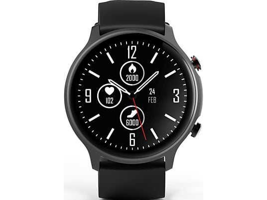 HAMA Fit Watch 6910 - Smartwatch (Longueur du bracelet max./min. : 12 cm / 9,6 cm ; largeur bracelet : 2,2 cm, TPU, Noir/gris foncé)