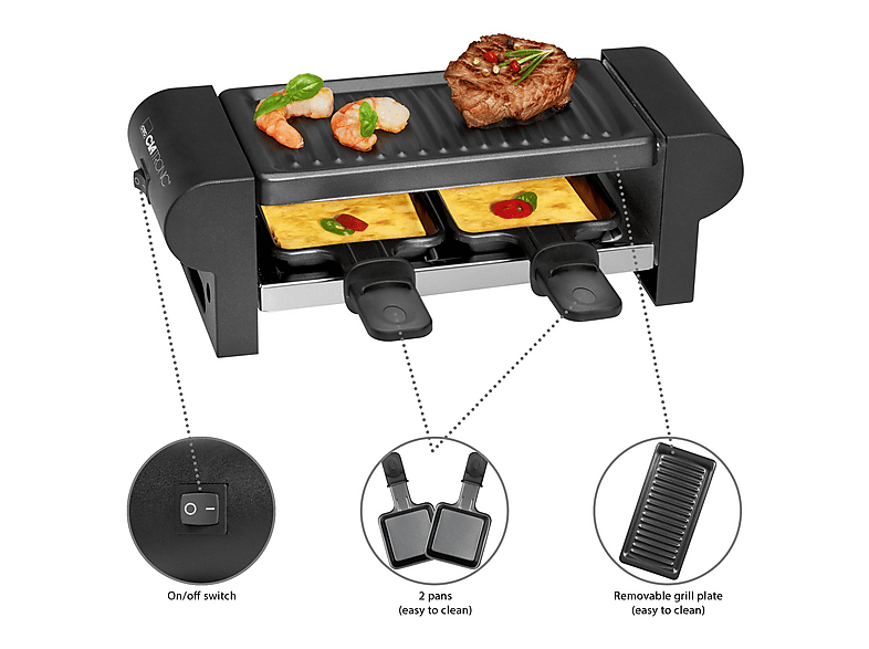 Clatronic RG 3592 Raclette (in Schwarz, für 2 Personen, 350 Watt) — Foto 5 von 5