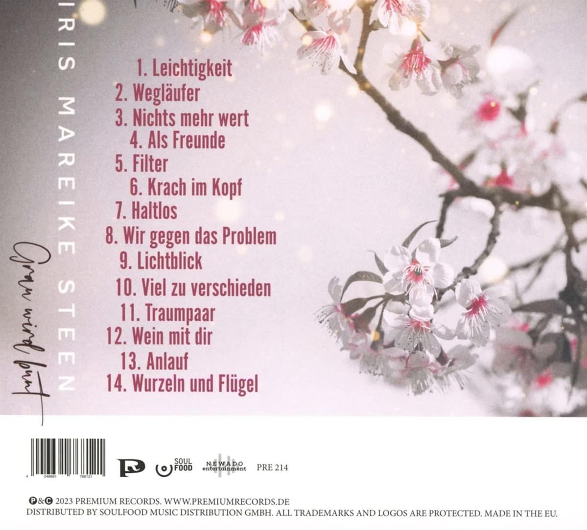 CD-Rückseite mit Titelliste und Blumenschmuck.