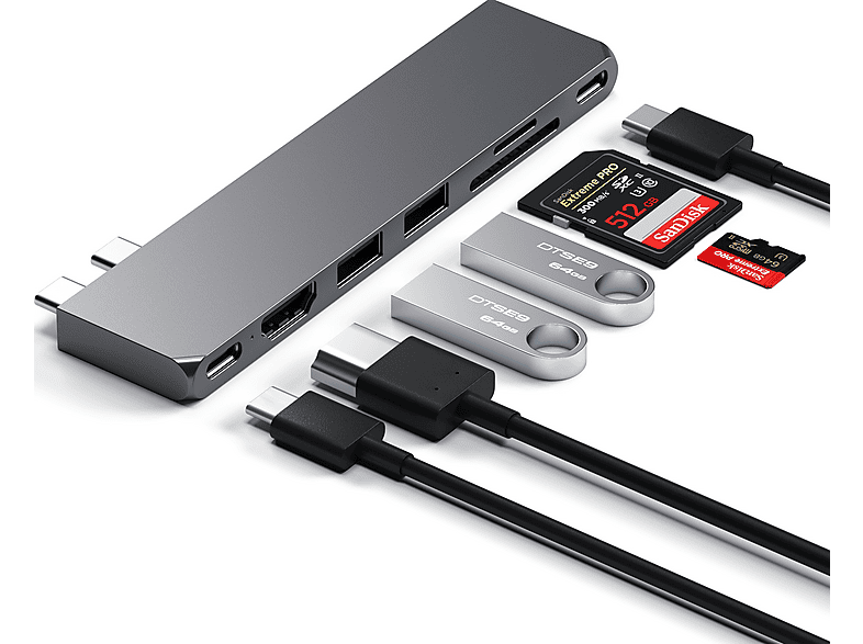 SATECHI Pro Hub Slim Adapter, 2x USB, Space Gray — Foto 3 von 5