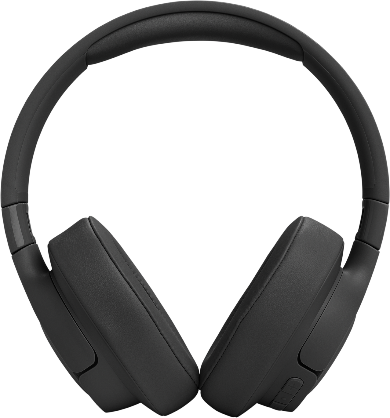 Casque noir sur fond noir, incliné vers le spectateur.