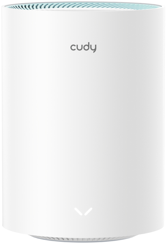Fehér Cudy router fekete logóval és felső szellőzővel.