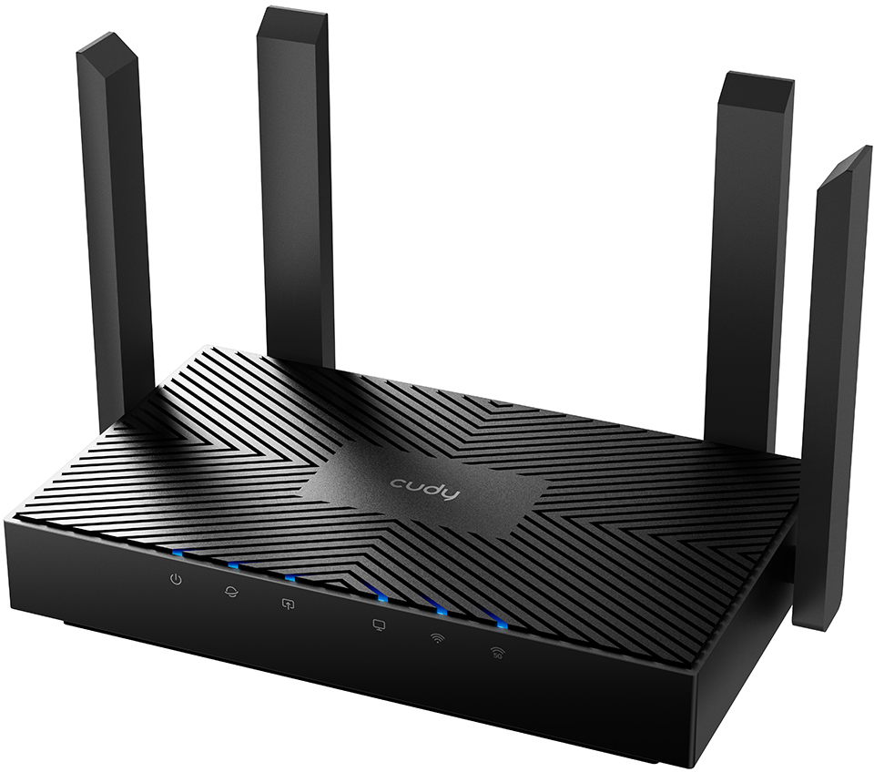 CUDY WR3000 kétsávos AX3000 Wi-Fi 6 MESH Router, Gigabit LAN, fekete (216288)