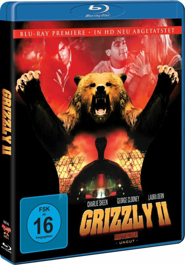 Blu-ray-Cover für den Film Grizzly II: Revenge, mit einem Bären und Schauspielern.