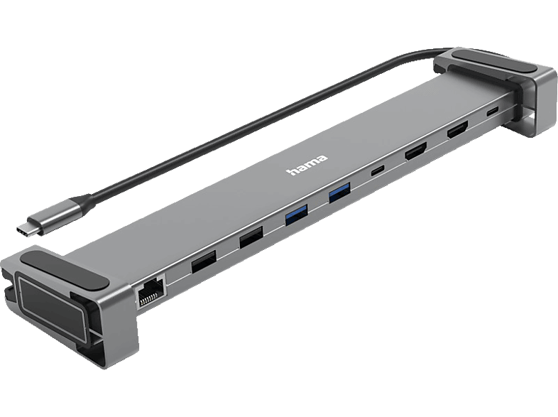 Thumbnail - HAMA USB-C-Docking-Station "Connect2Office Basic V2", Standfüße, 9 Ports Dockingstation, Anthrazit