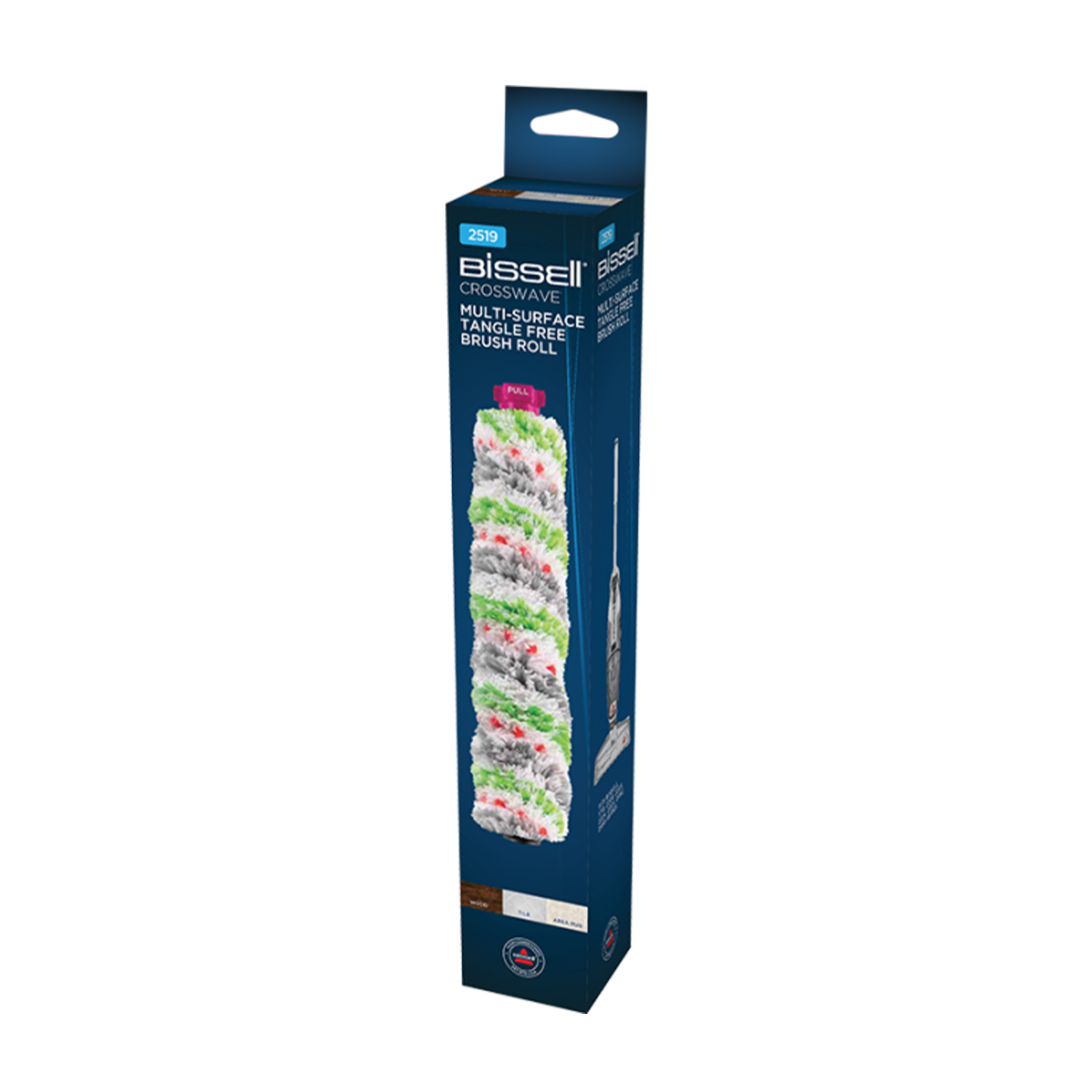 Scatola per un rullo spazzola Bissell Crosswave. La scatola è blu e bianca e contiene un rullo spazzola.