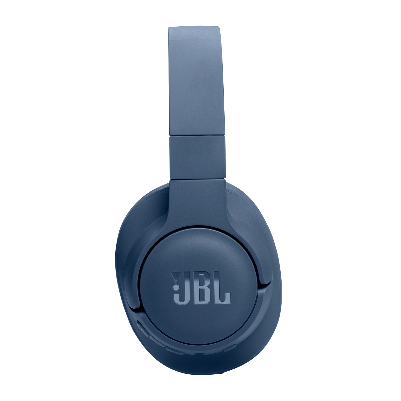 Blaue JBL-Kopfhörer, das Markenlogo in der Mitte, und ein weißer Hintergrund.