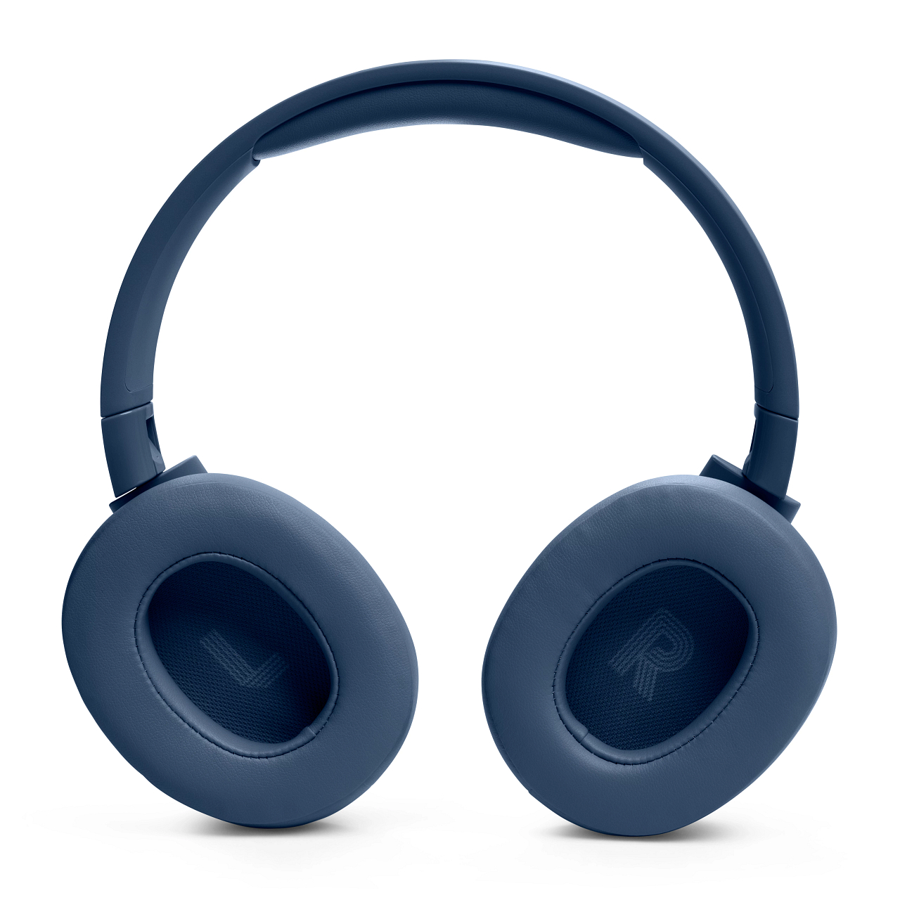 Ein Paar blaue JBL-Kopfhörer mit dem Buchstaben "L" links und "R" rechts.