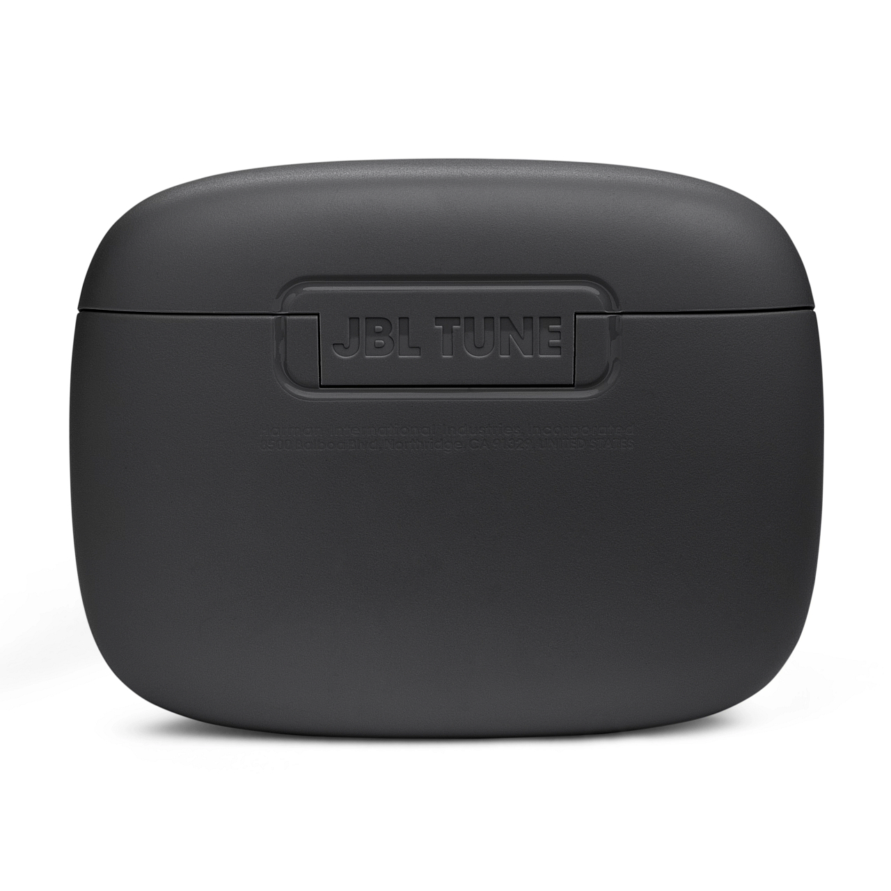 Schwarzes JBL Tune-Ohrhörer-Ladeetui, geschlossen.