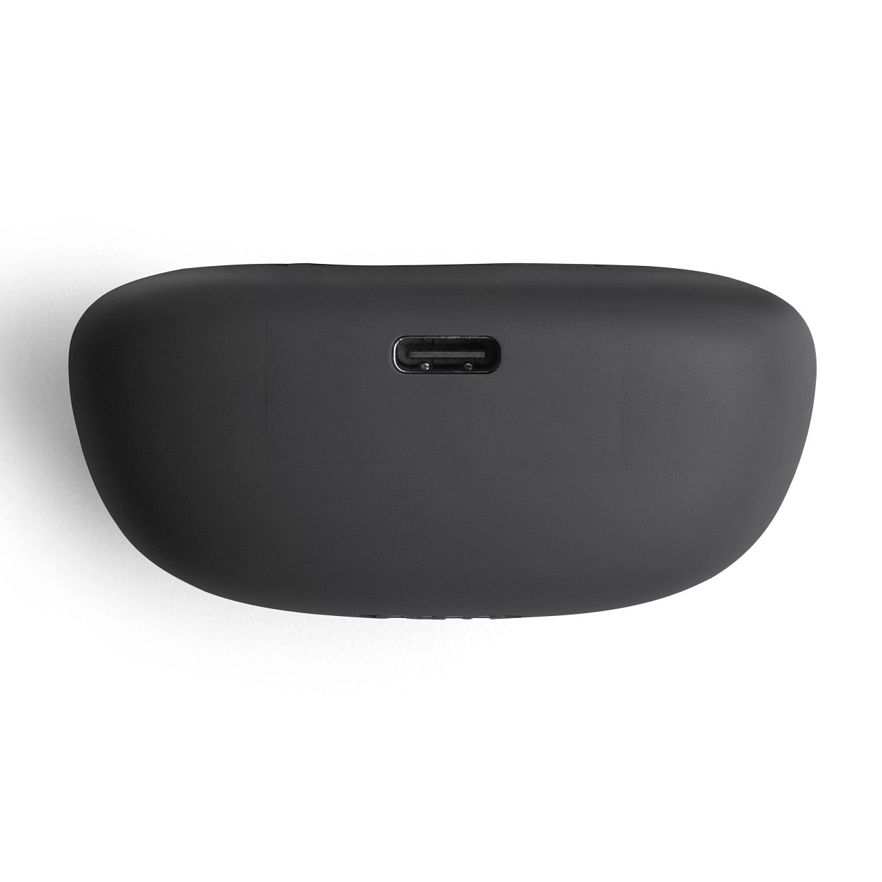 Ein schwarzes Ladecase mit USB-C-Anschluss, von oben gesehen.