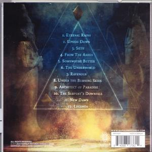 Rückseite einer CD-Hülle mit einem Dreieck und einer Liste von Songtiteln.